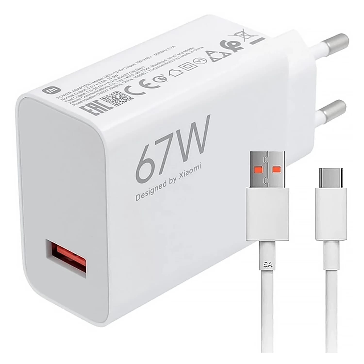 Xiaomi Xiaomi Carregador Xiaomi Hypercharge Combo Mdy-12-eh 67W Usb-a Branco